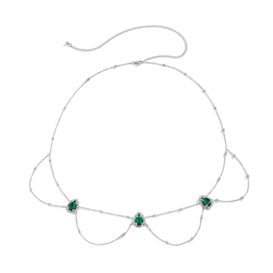 Bauchkette - Schmuck Körperkette Mit Grünen Steinen