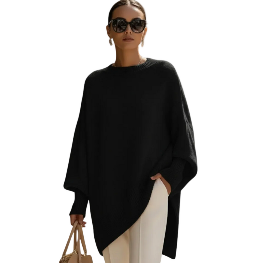 Damen Strickpullover | Oversized Strickpullover mit Fledermausärmeln | Lockere Passform aus Polyester für Alltag und Freizeit | Schmid