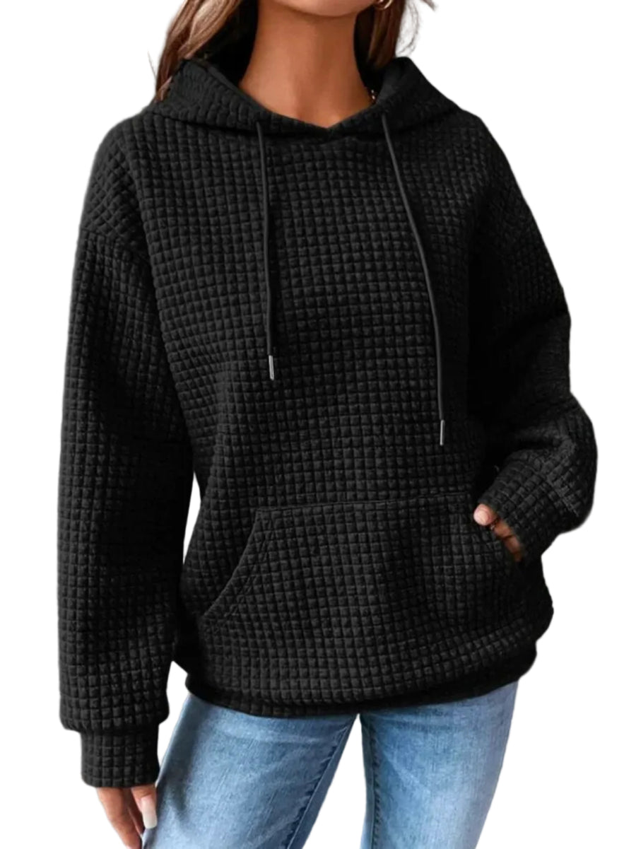 Damen Hoodie aus Baumwolle | Kapuze mit Kordelzug & Vordertaschen | Lockerer Langarm-Pullover für Alltag im Herbst & Winter | Schmid