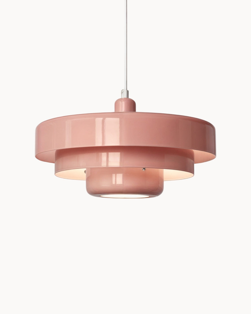 Mid-Century Pendelleuchte – Aluminium und Eisen, E27, höhenverstellbar, Ø35 cm