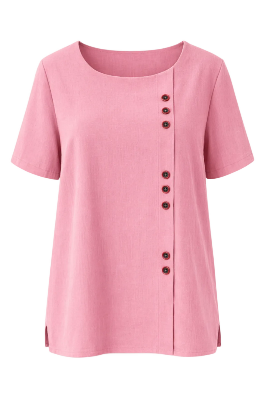 Damen Leinenbluse – Langarm, Knopfleiste, Einfarbig