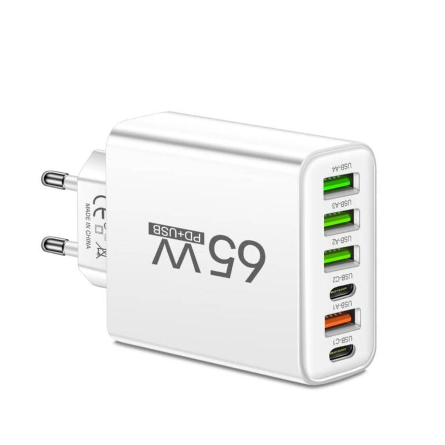 PowerMax - 65W Ladegerät 6-in-1 USB-C und USB-A Mehrfachladegerät