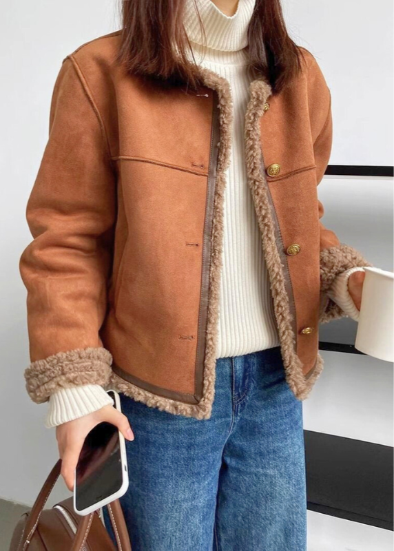 Ruby Jacke mit Shearling‑Futter – Damen Langärmlige Außenjacke