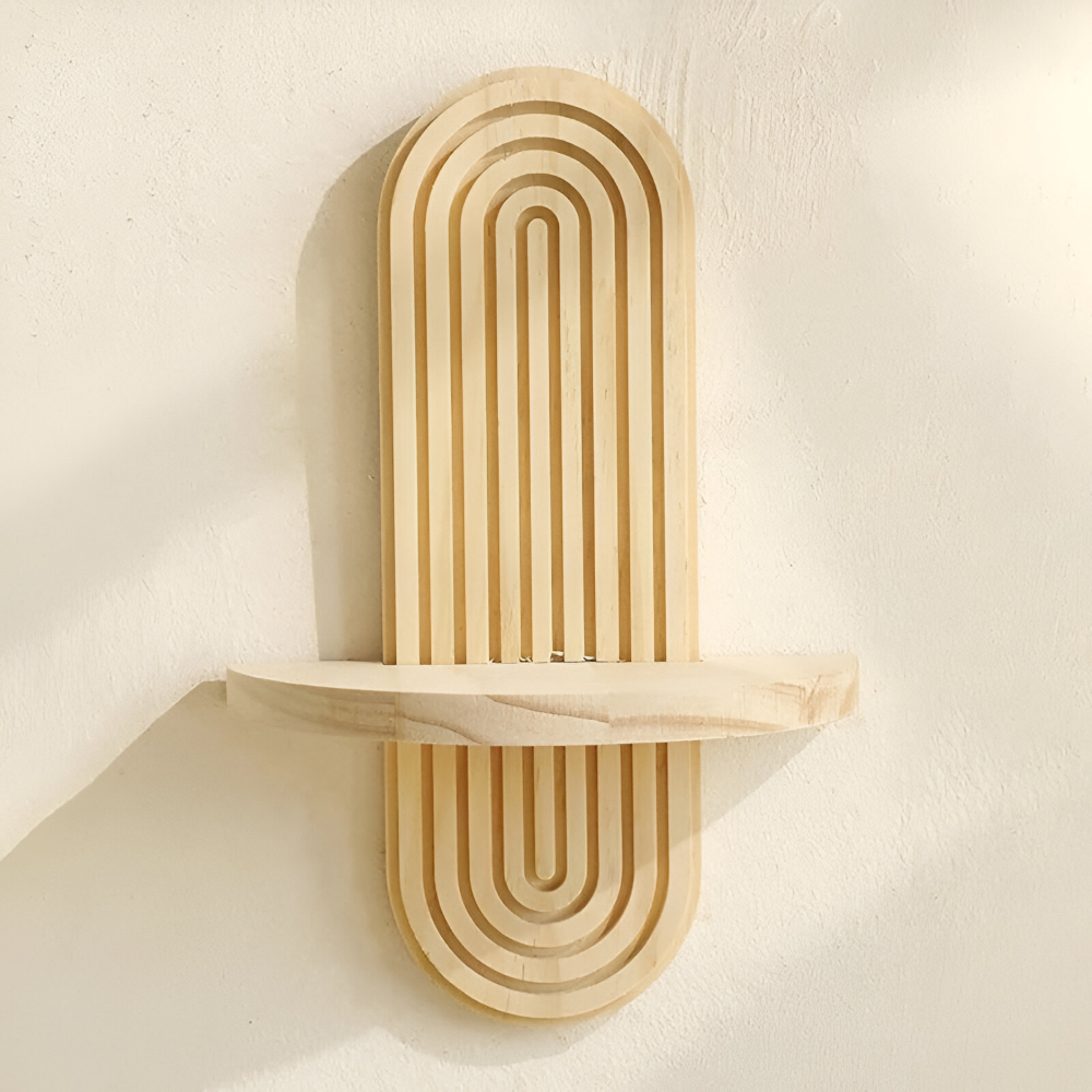 Geometrisches Wandregal aus Holz – 35 cm