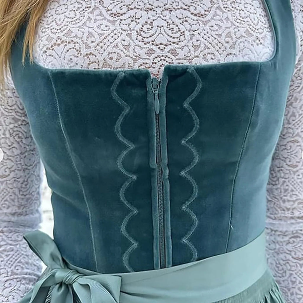 Damen Dirndl Kleid aus Baumwollmischung | Trachtenkleid mit Schürze und Volksmuster | Für Festivals und Kulturveranstaltungen | Schmid