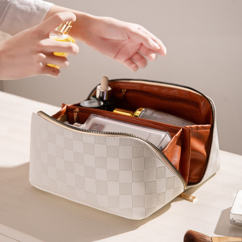 Boho | luxus checkered make-up kosmetiktasche