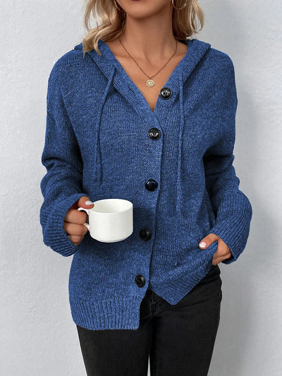 Sienna | kuschelige strickjacke mit kapuze & knopfleiste