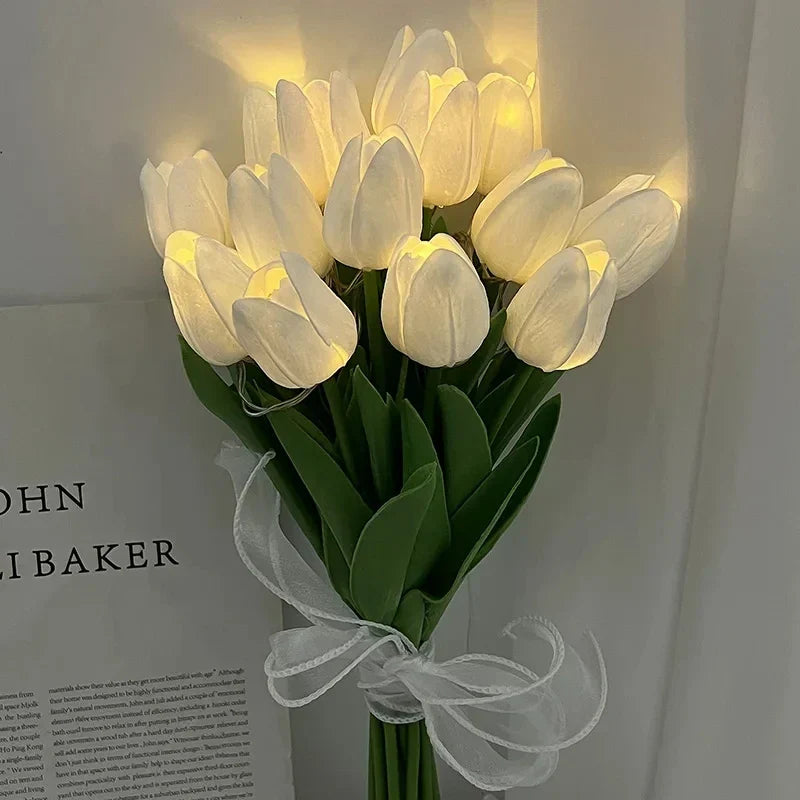 Dekorative LED-Tulpen – künstliche Blumen, 33 cm, für Innen- und Außendekoration