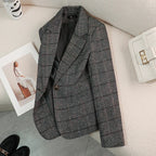 Damen Wolljacke | Karierte Vintage Langarm Winterjacke Für Elegante Wärme