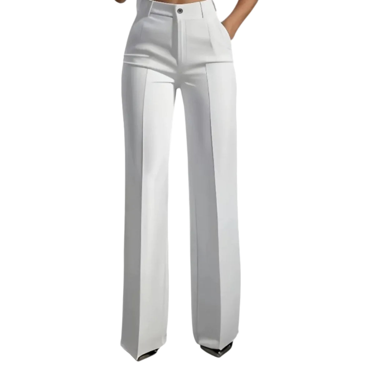 Damen Hose | Hochtaillierte Gerade Hose mit Seitentaschen | Slim Fit aus Polyester für Arbeit und Alltag | Schmid