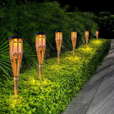 Solar-Fackel 5er-Set | Flammenoptik LED Gartenleuchten | Solarbetrieben | Dekoratives Licht für Außen