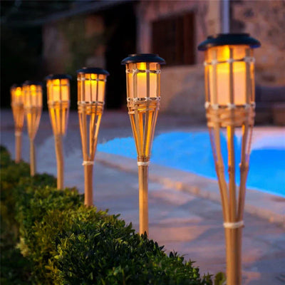Solar-Fackel 5er-Set | Flammenoptik LED Gartenleuchten | Solarbetrieben | Dekoratives Licht für Außen