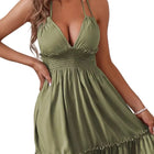 Damen Sommerkleid aus Polyester | Halterneck A-Linien-Kleid | Leichte Silhouette für Alltag und Freizeit | Schmid