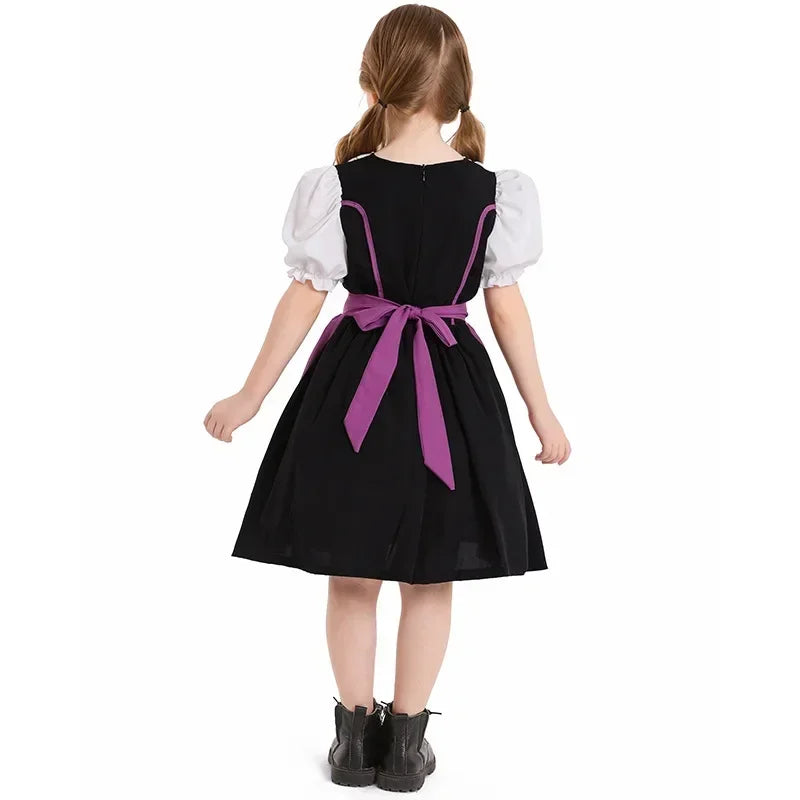 Mädchen Dirndl Kleid aus Baumwollmischung | Trachtenkleid mit Schürze und Schnüroberteil | Für Festivals und Themenpartys | Schmid