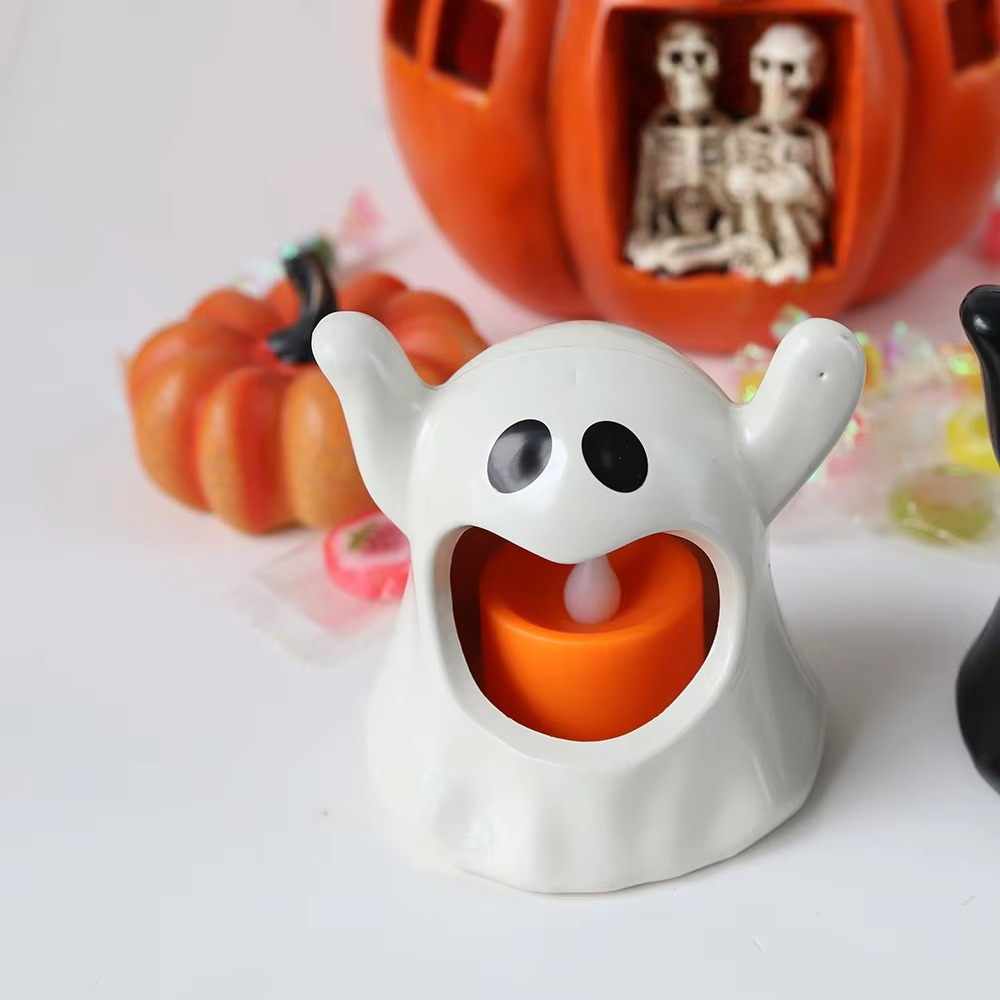Halloween LED Lampe in Geisterform | Batteriebetriebene Kunststoff Dekoleuchte für Innenräume | Schmid