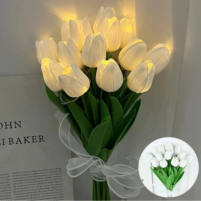 Dekorative LED-Tulpen – künstliche Blumen, 33 cm, für Innen- und Außendekoration