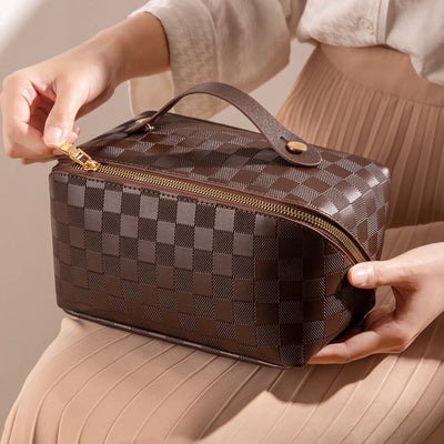 Boho | luxus checkered make-up kosmetiktasche
