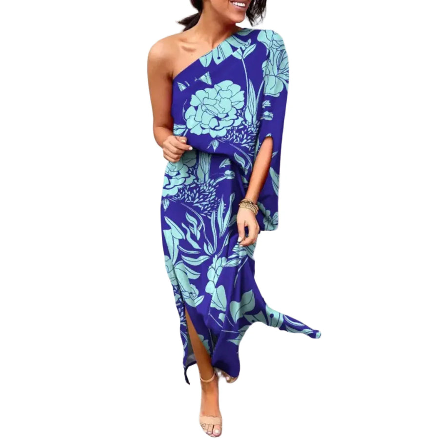 Mila - Kleid Langes Kleid Mit Diagonalem Schulterdesign