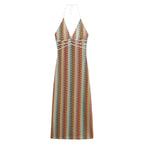 Damen Maxikleid aus Polyester | Ärmelloses V-Ausschnitt Kleid | Leichter Stil für Alltag und Sommer | Schmid