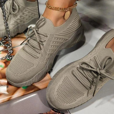 Atmungsaktive damen sneaker | leichte sportschuhe mit strick-obermaterial & memory-sohle