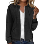 Damen Zip-Hoodie aus Polyester | Kordelzugkapuze & Fronttaschen | Strukturierter Langarm-Layer für lässigen Alltag | Schmid