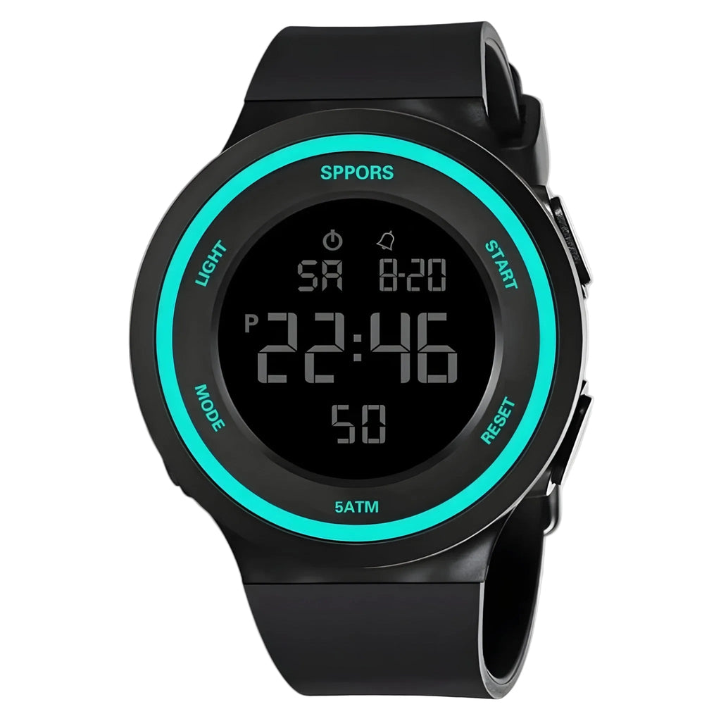 Digitale LED-Uhr | 5 ATM Wasserschutz & Verstellbares Silikonarmband | Armbanduhr mit Alarm & Stoppuhr für die tägliche Zeitanzeige | Schmid