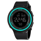 Digitale LED-Uhr | 5 ATM Wasserschutz & Verstellbares Silikonarmband | Armbanduhr mit Alarm & Stoppuhr für die tägliche Zeitanzeige | Schmid