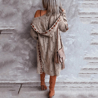 Loretta | Eleganter Strickpullover mit Kapuze im Vintage-Stil