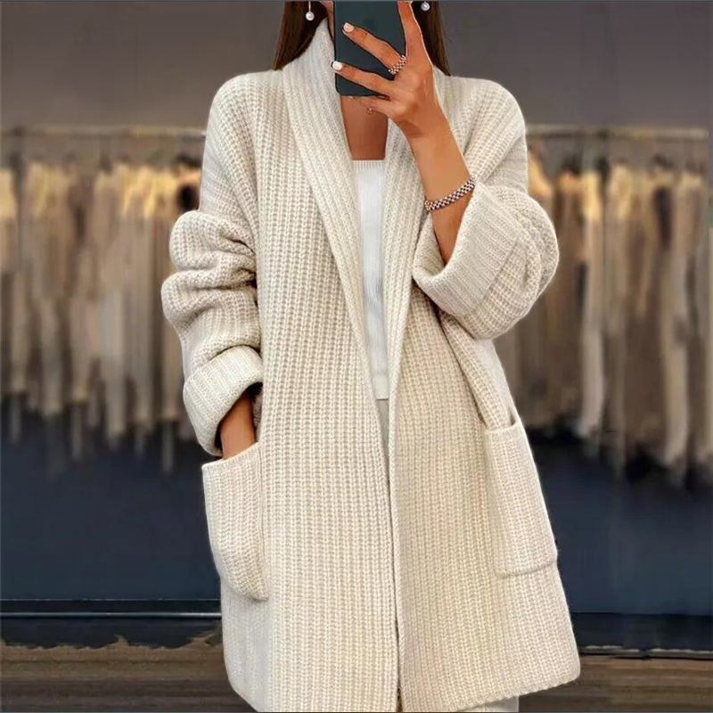 Damen Strickjacke aus Baumwolle | Langarm Strickjacke mit Seitentaschen | Alltag und Freizeit | Schmid