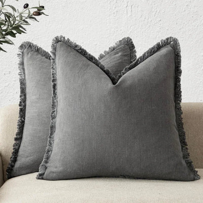 Dekorative Nordic Frill Baumwoll | & Leinenkissenbezüge - 6 Farben