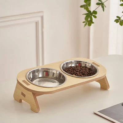Duofeast natureline | stilvoller doppel-futternapf aus holz mit charme