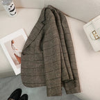 Damen Wolljacke | Karierte Vintage Langarm Winterjacke Für Elegante Wärme