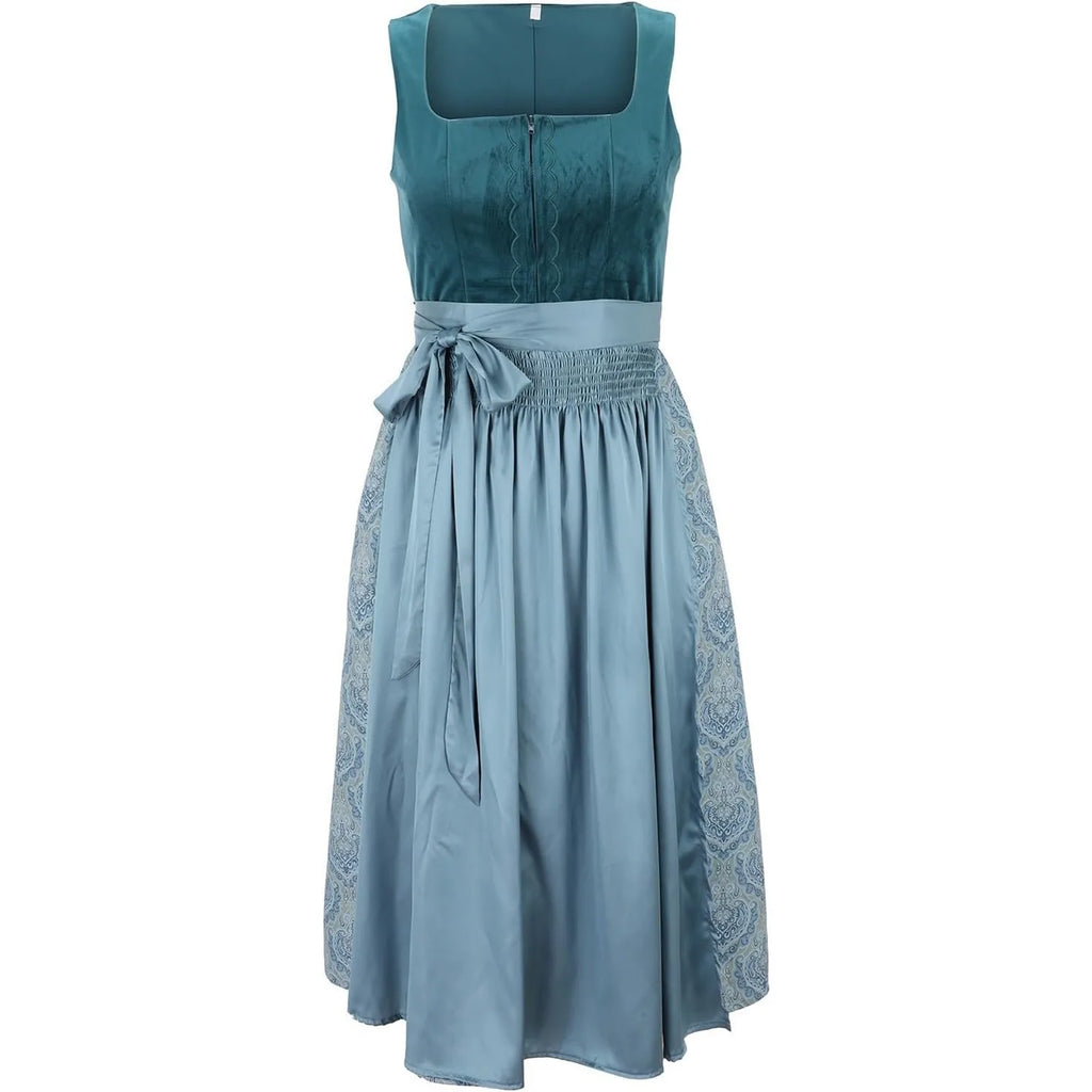 Damen Dirndl Kleid aus Baumwollmischung | Trachtenkleid mit Schürze und Volksmuster | Für Festivals und Kulturveranstaltungen | Schmid