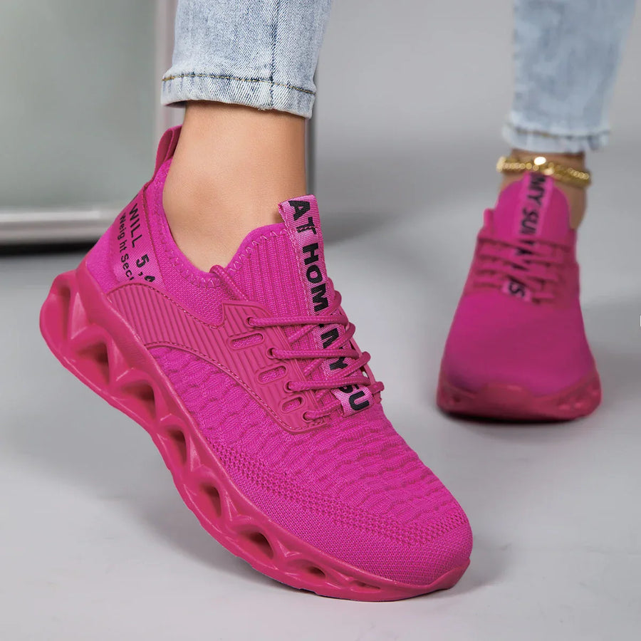 Damen Plateau Sneaker mit Schnürung und Profilsohle – Freizeitschuhe