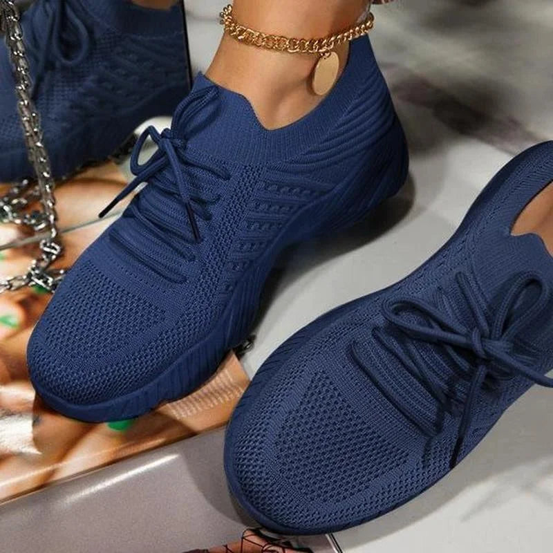 Atmungsaktive damen sneaker | leichte sportschuhe mit strick-obermaterial & memory-sohle