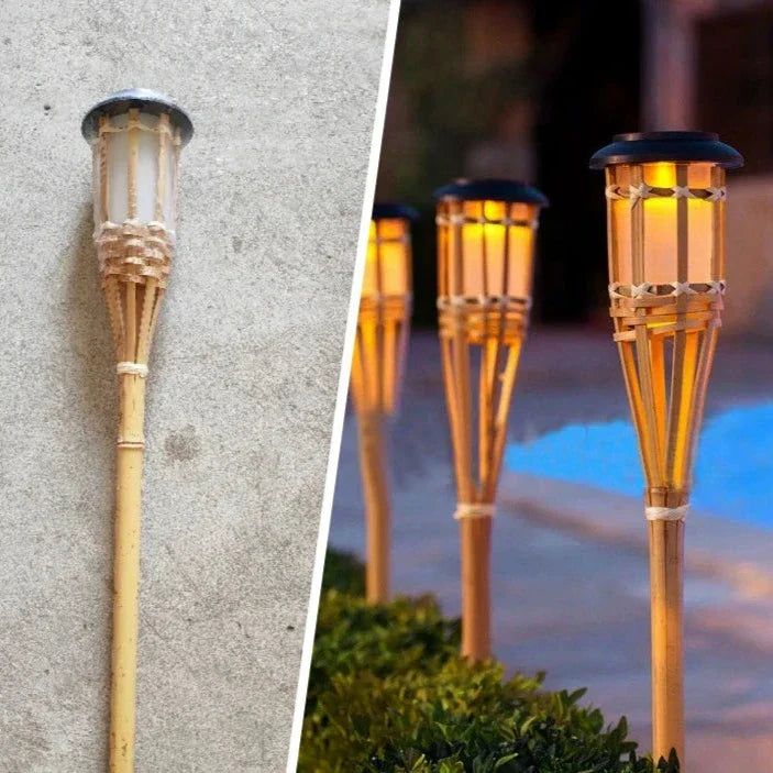 Solar-Fackel 5er-Set | Flammenoptik LED Gartenleuchten | Solarbetrieben | Dekoratives Licht für Außen
