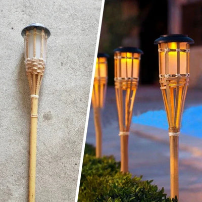 Solar-Fackel 5er-Set | Flammenoptik LED Gartenleuchten | Solarbetrieben | Dekoratives Licht für Außen