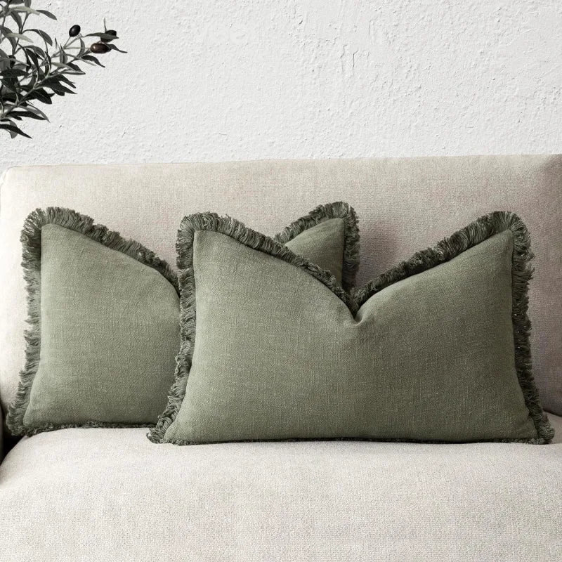 Dekorative Nordic Frill Baumwoll- & Leinenkissenbezüge | 6 Farben Für Stilvolles Wohnen