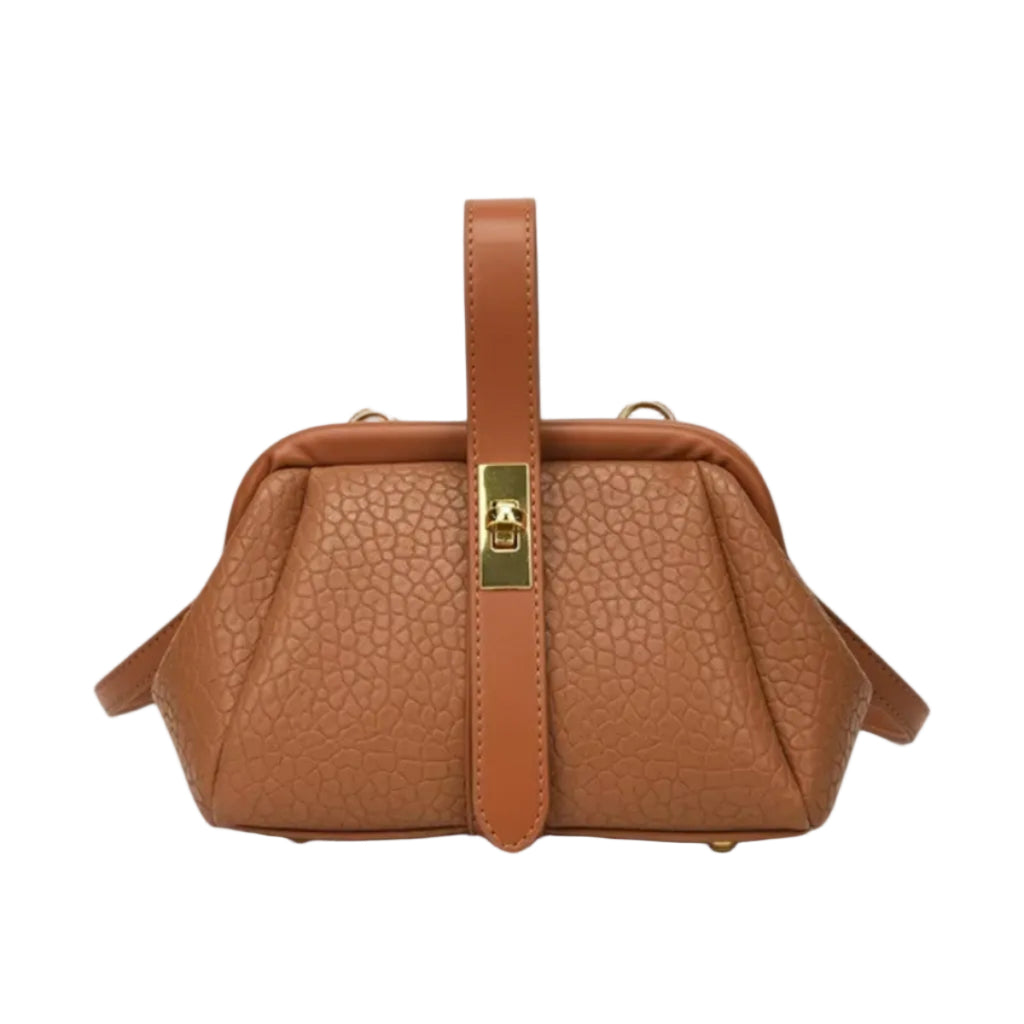 Damen Schultertasche aus PU | Strukturierte Handtasche mit Schlossdetail und Schulterriemen | Alltag und Freizeit | Schmid