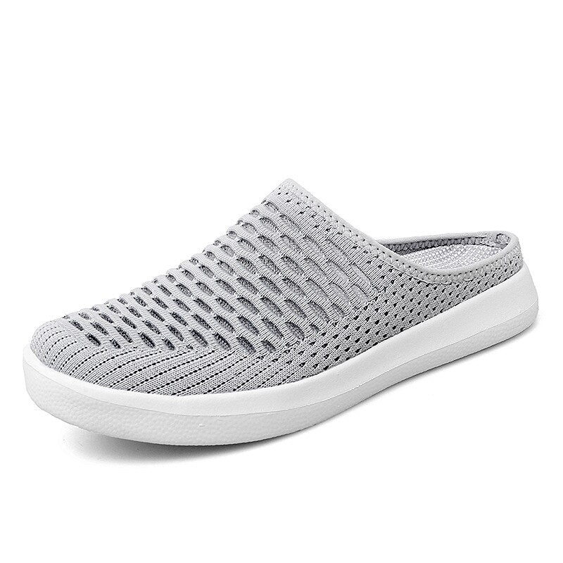 Damen | Strick Sommerschuhe | Slip-On Sandalen mit Offener Zehe und Keilsohle | Alltagsgebrauch | Schmid