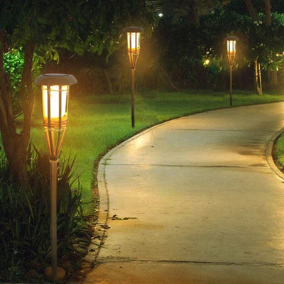 Solar-Fackel 5er-Set | Flammenoptik LED Gartenleuchten | Solarbetrieben | Dekoratives Licht für Außen