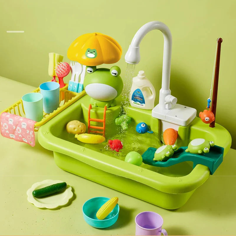 Aquaplay spülspaß | realistisches küchen-spielset mit wasserfunktion