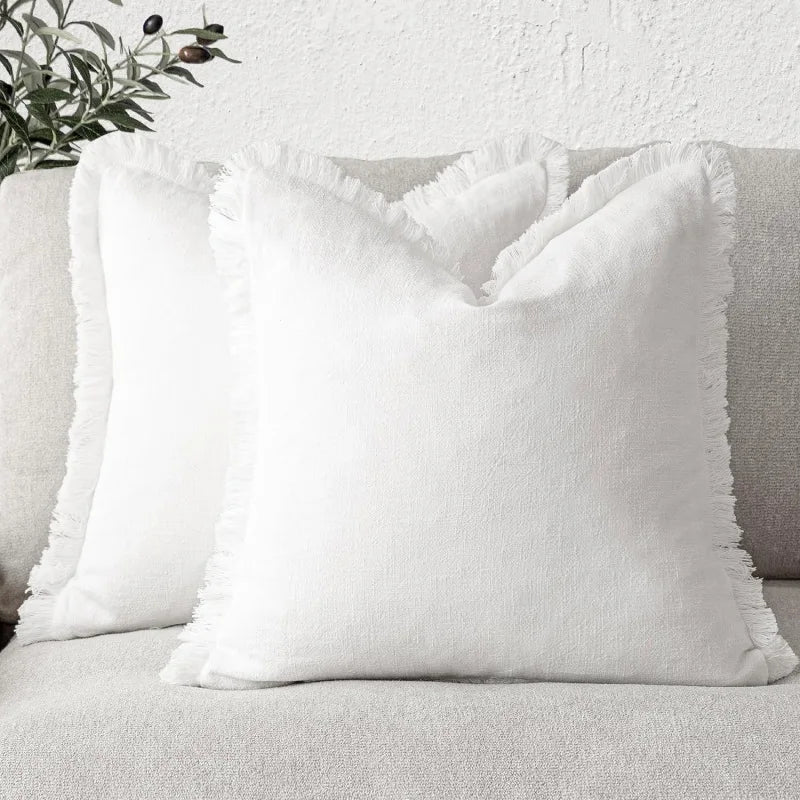 Dekorative Nordic Frill Baumwoll- & Leinenkissenbezüge | 6 Farben Für Stilvolles Wohnen