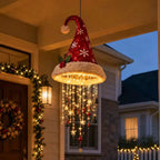 Hängende Weihnachtsmützen-Dekoration | Textil & Kunststoff mit Warmen LED-Lichtern | 60 cm Weihnachtsdeko für Innen & Überdachte Außenbereiche | Schmid