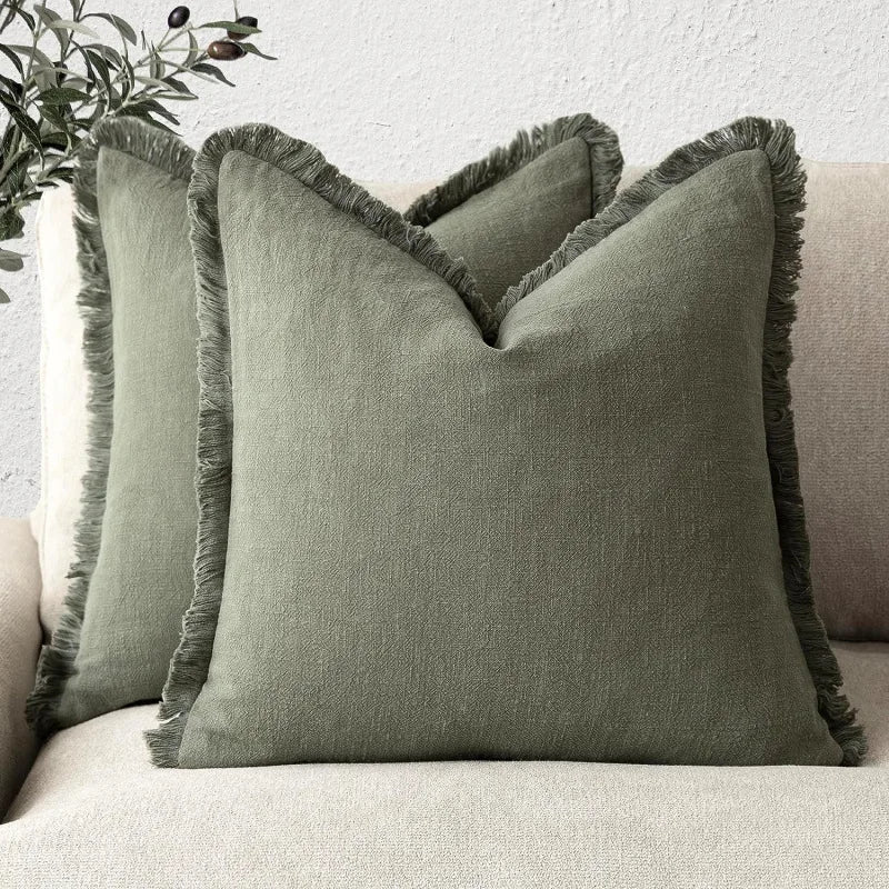 Dekorative Nordic Frill Baumwoll | & Leinenkissenbezüge - 6 Farben