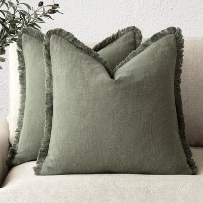 Dekorative Nordic Frill Baumwoll | & Leinenkissenbezüge - 6 Farben