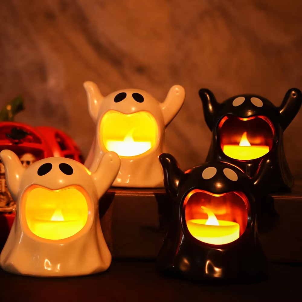 Halloween LED Lampe in Geisterform | Batteriebetriebene Kunststoff Dekoleuchte für Innenräume | Schmid