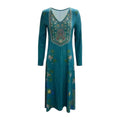 Damen Maxikleid aus Polyester und Elasthan | Langarm Kleid mit Blumenmuster und V-Ausschnitt | Alltag und Verschiedene Anlässe | Schmid