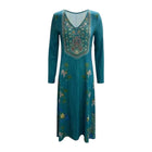Damen Maxikleid aus Polyester und Elasthan | Langarm Kleid mit Blumenmuster und V-Ausschnitt | Alltag und Verschiedene Anlässe | Schmid