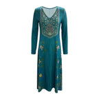 Damen Maxikleid aus Polyester und Elasthan | Langarm Kleid mit Blumenmuster und V-Ausschnitt | Alltag und Verschiedene Anlässe | Schmid
